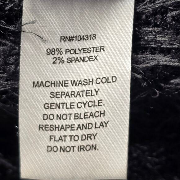 Derek Heart Black Fuzzy Crop Top Tank Halter Stretch Scoop Neck Women's Size L - Picture 5 of 5